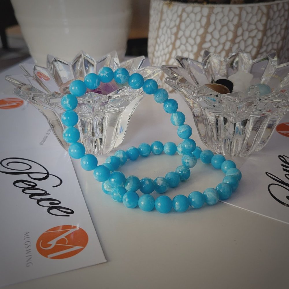 AAAA Quality Larimar Crystal Beaded Bracelet